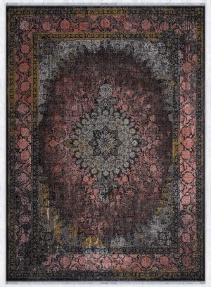 Isfahan Red Black Vintage Carpet