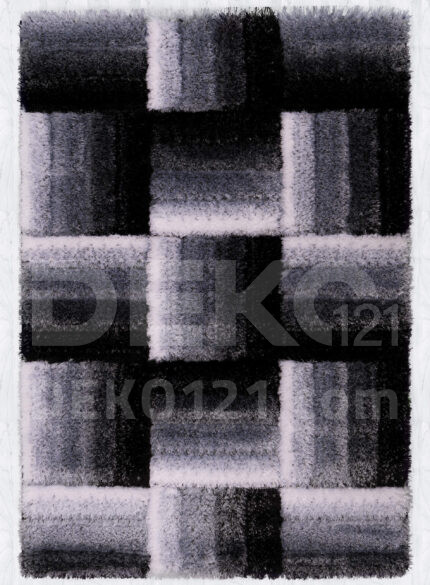 Checkered dark and light design shaggy carpet
